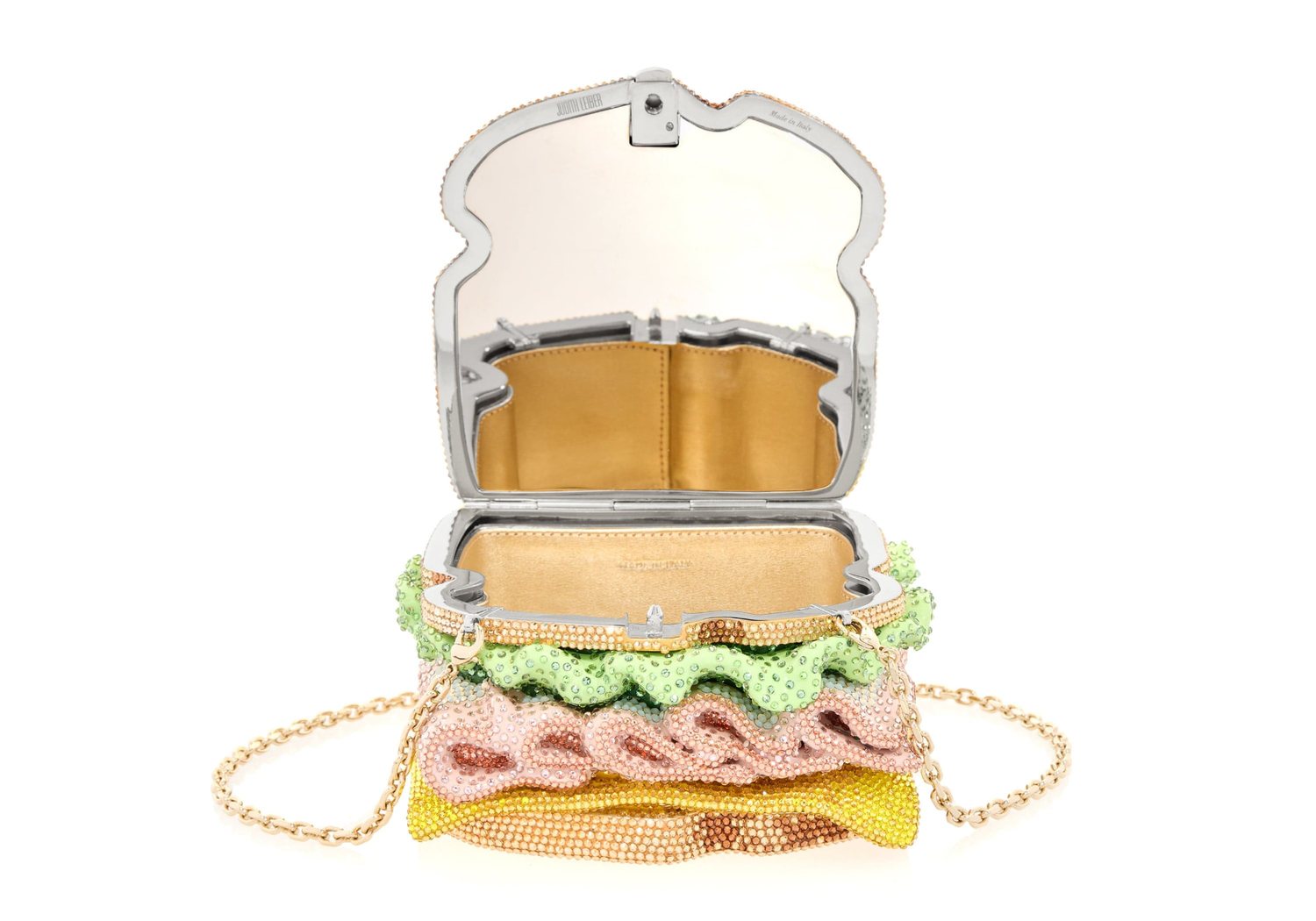 Judith Leiber minaudière interior with mirror